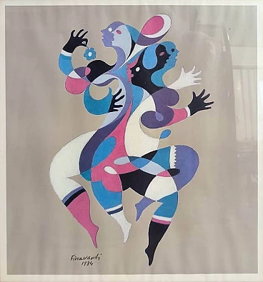 Ervardo Fioravanti, Ballerine, tecnica mista, anni '70