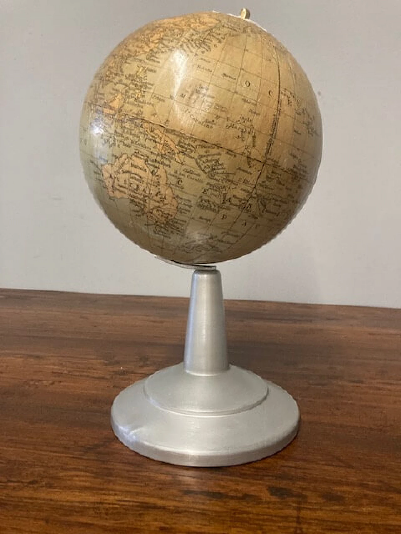 Table globe with brushed metal base, 1960s 1