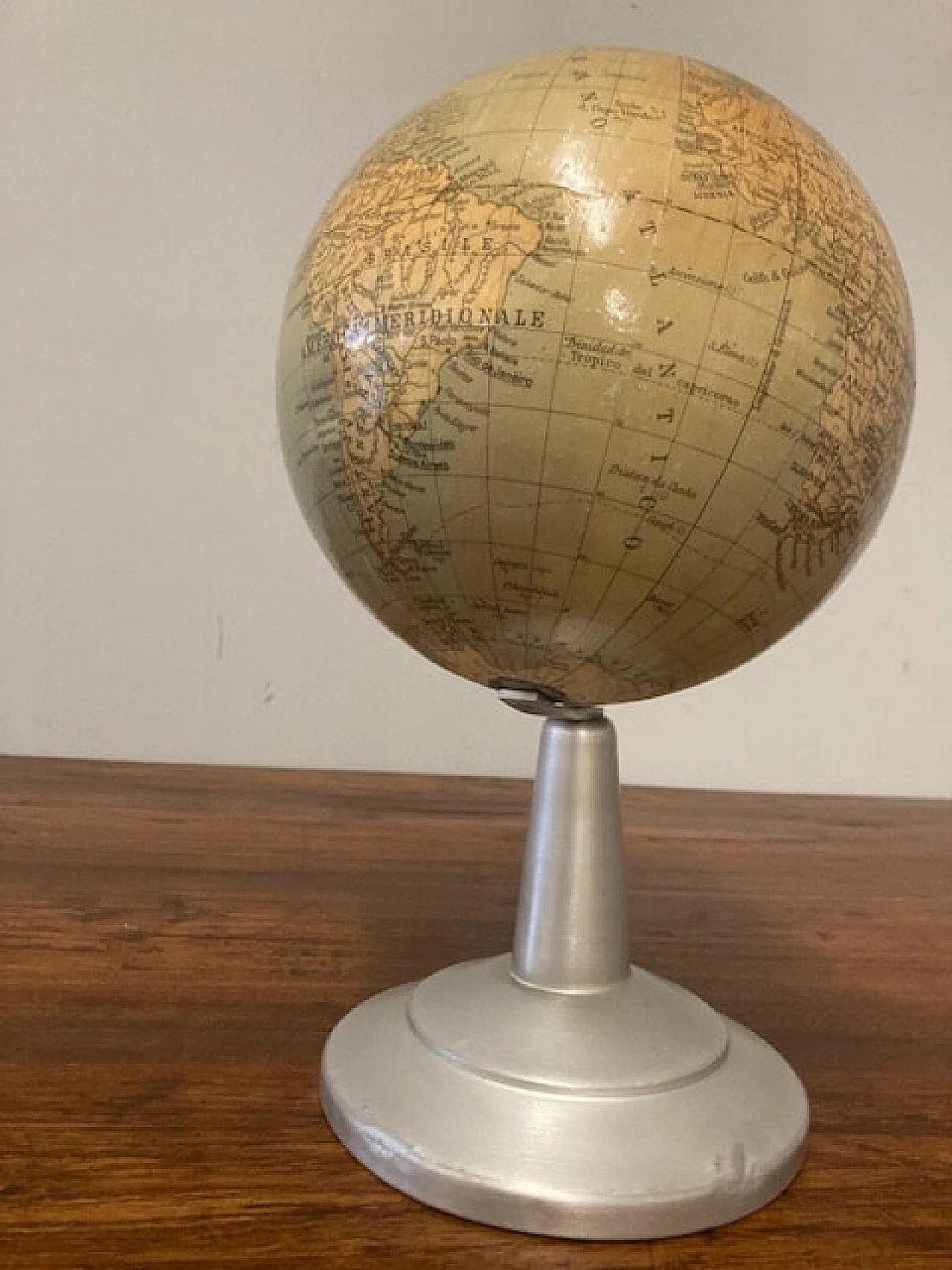 Table globe with brushed metal base, 1960s 2