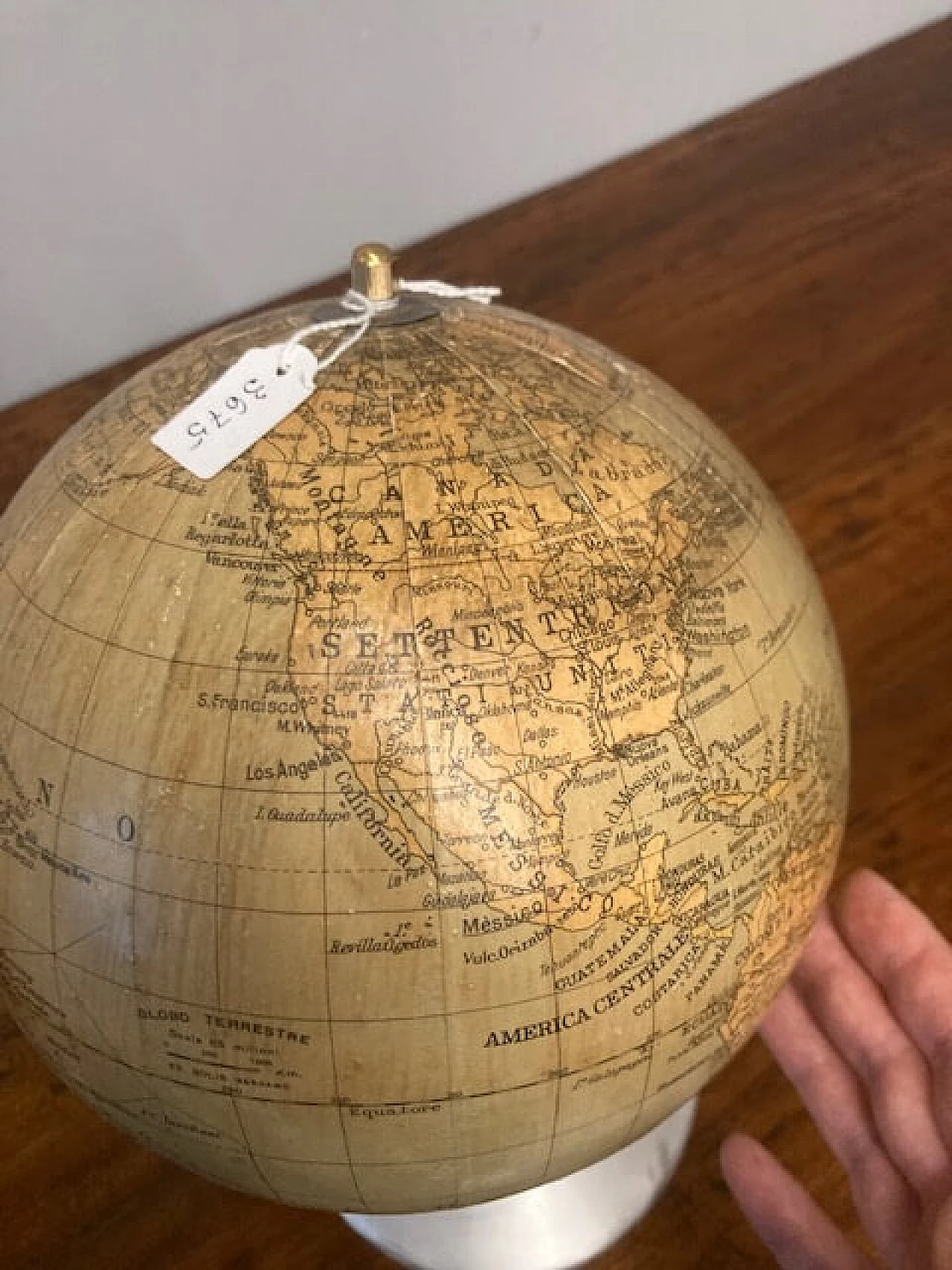 Table globe with brushed metal base, 1960s 5
