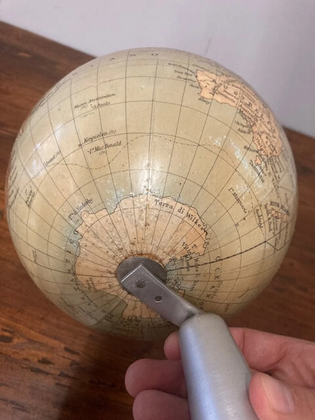 Table globe with brushed metal base, 1960s 8