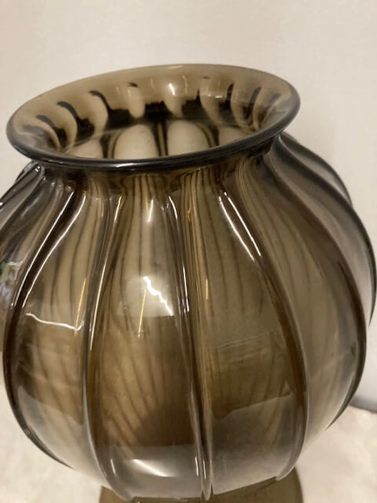 Ribbed amber Murano glass vase by Vittorio Zecchin, early 20th century 7