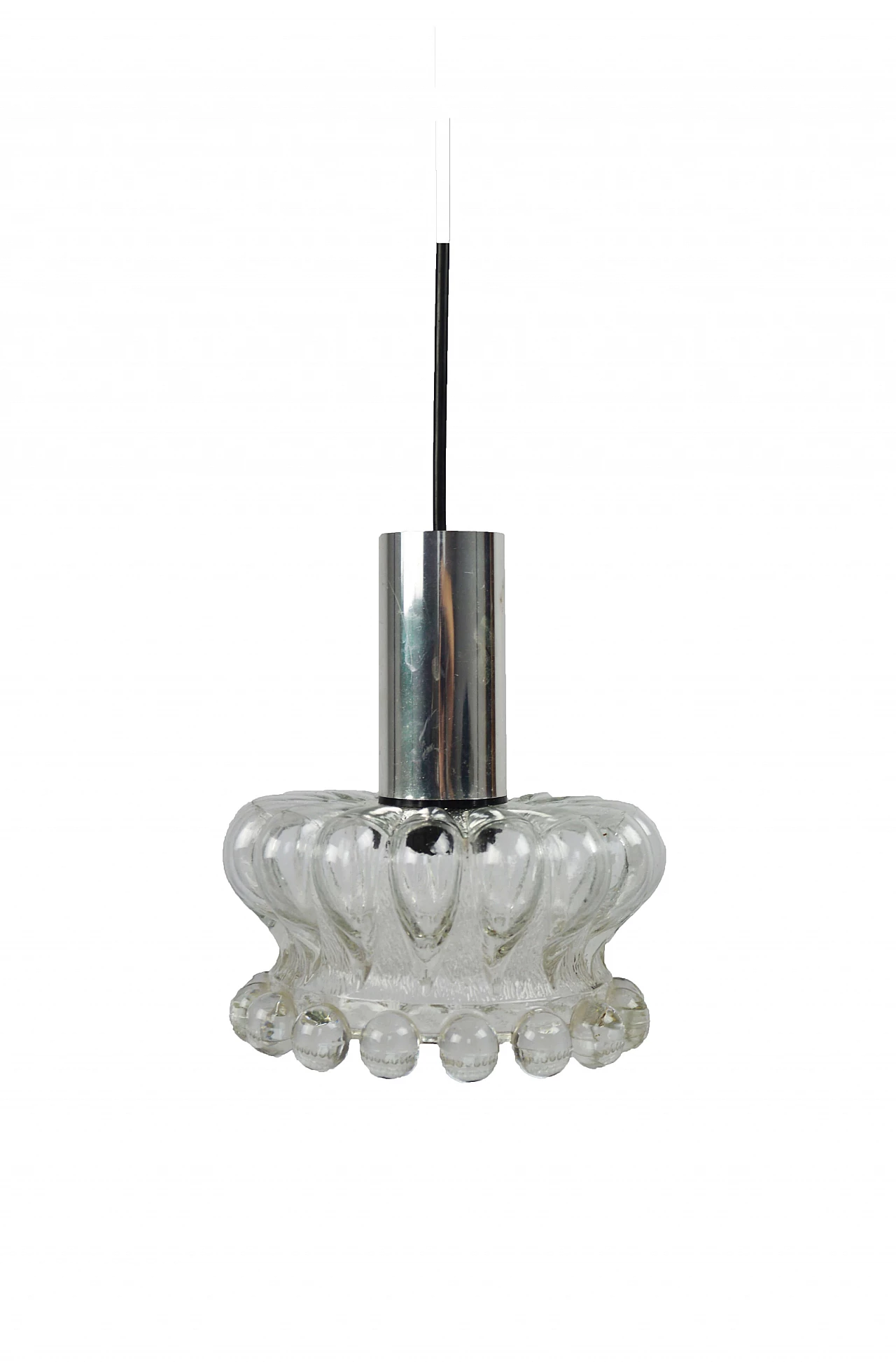 Glass pendant lamp with decorative spheres, 1970s 2