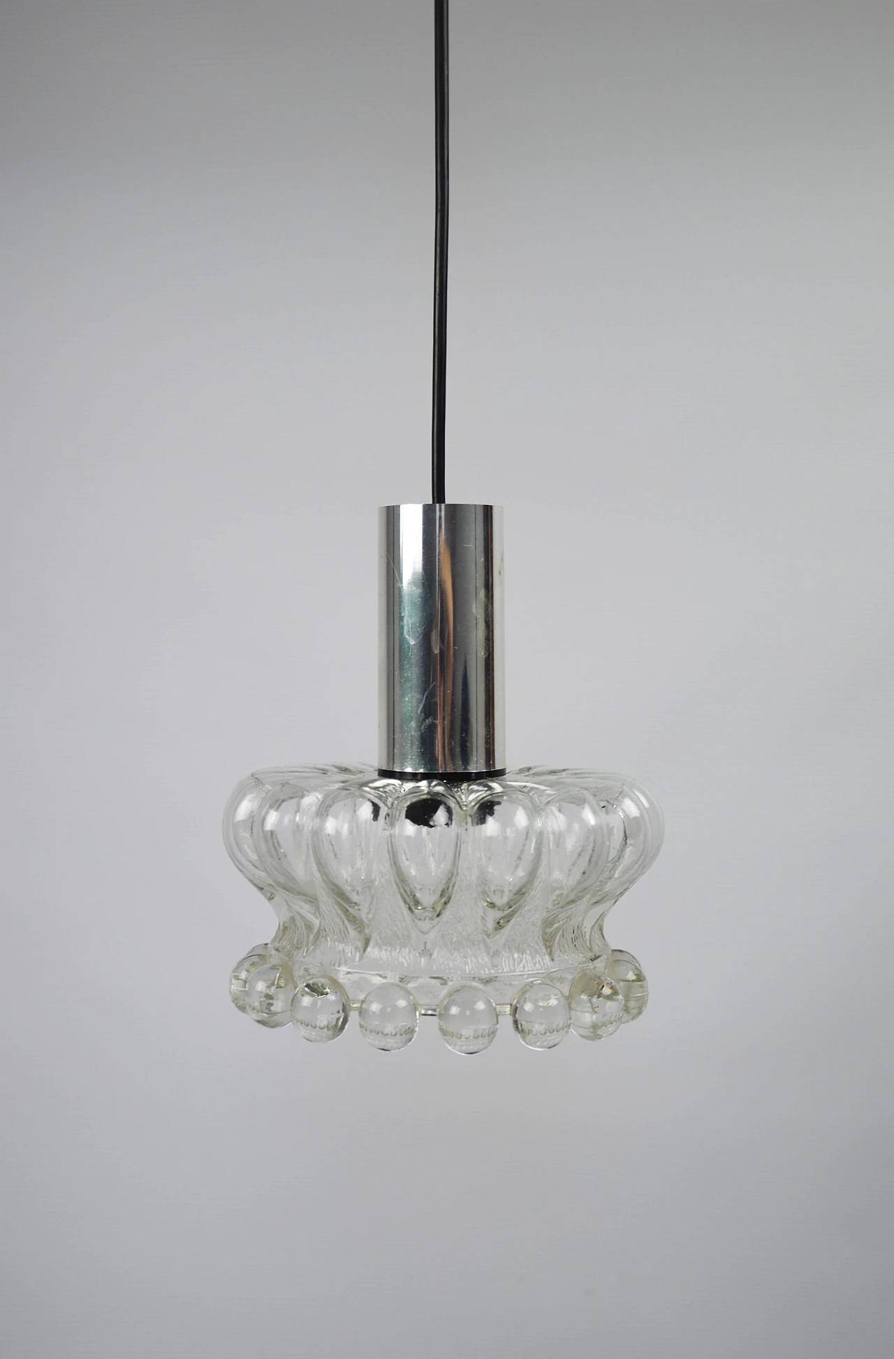 Glass pendant lamp with decorative spheres, 1970s 3