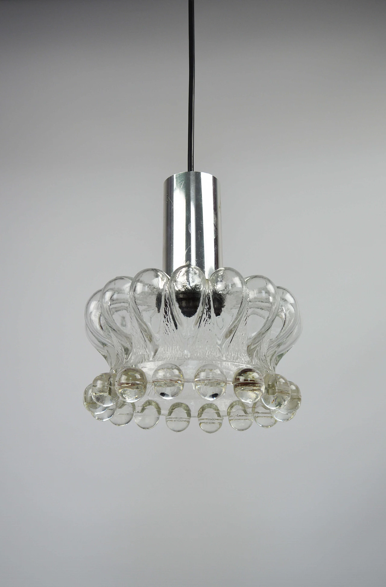Glass pendant lamp with decorative spheres, 1970s 4