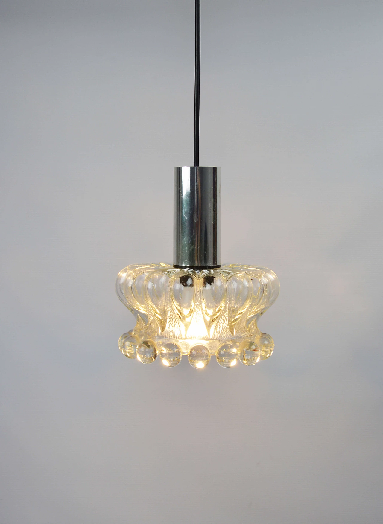 Glass pendant lamp with decorative spheres, 1970s 8