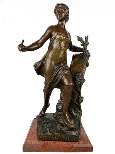 Eugene Marioton, La Reconnaissance, scultura in spelter, anni '30