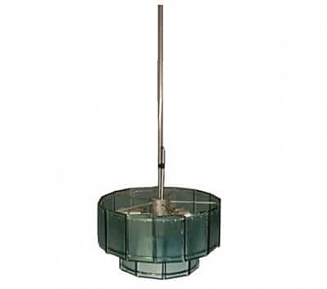 Stained glass and metal chandelier by Candle, 1960s