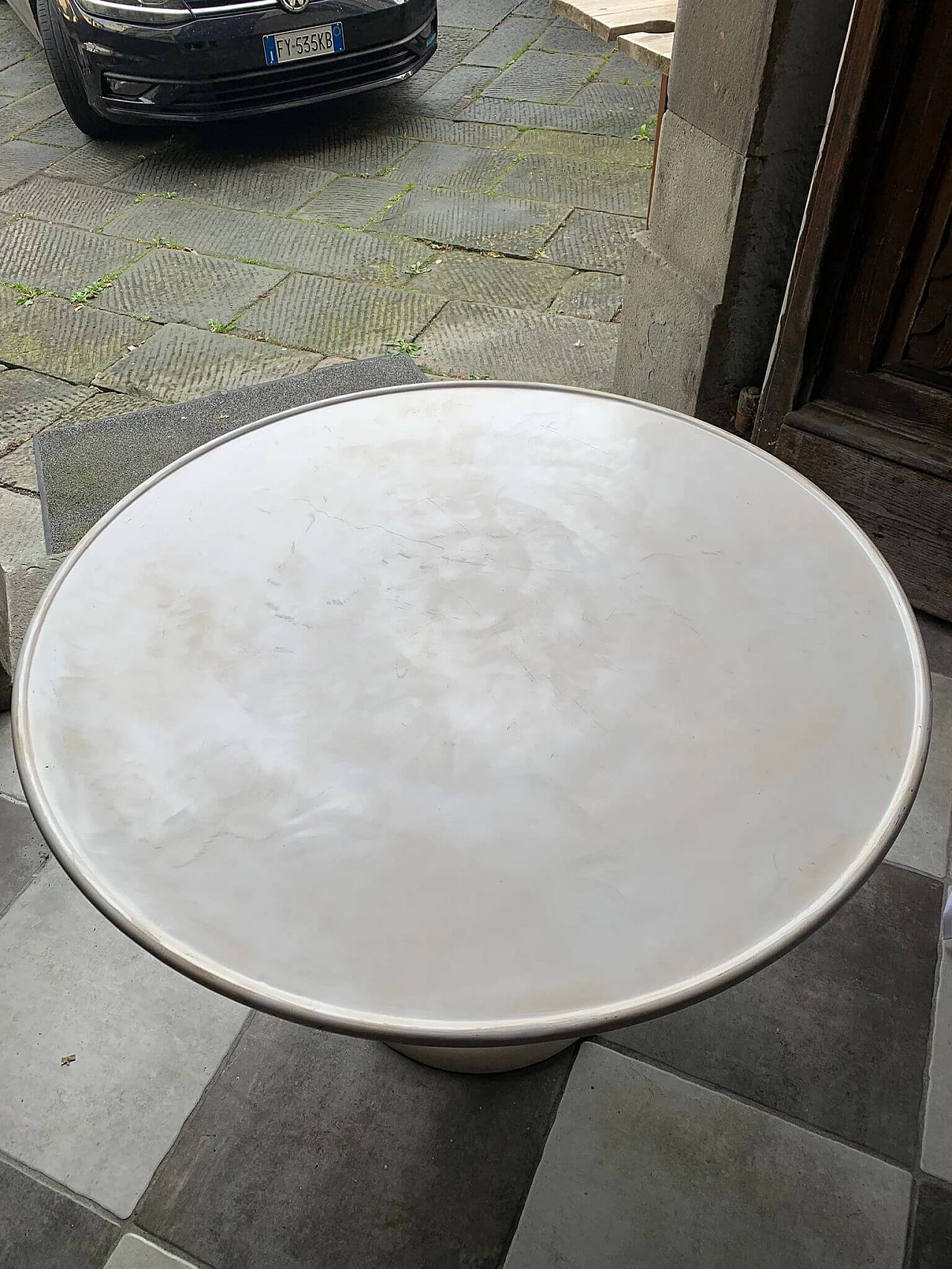 Round white metal table by Pols Potten, 1960s 4
