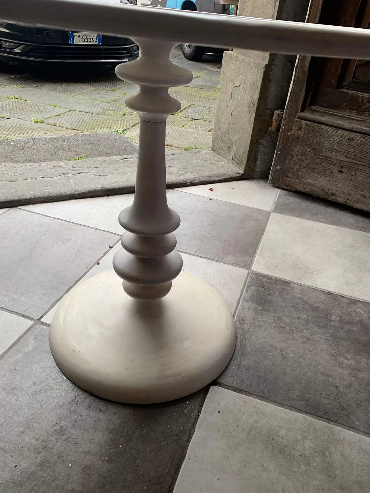 Round white metal table by Pols Potten, 1960s 5