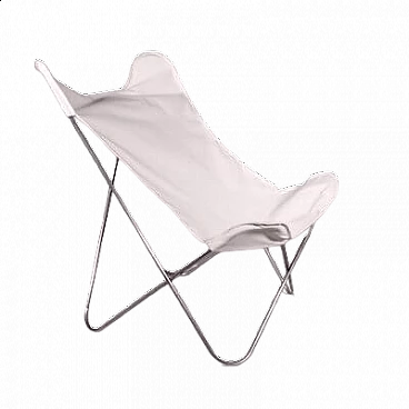 Steel and white fabric Tripolina chair, 1960s
