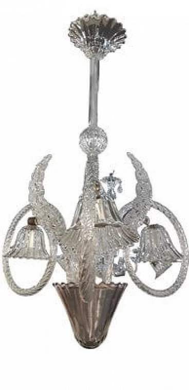 Art Deco Murano glass chandelier by Barovier & Toso, 1940s