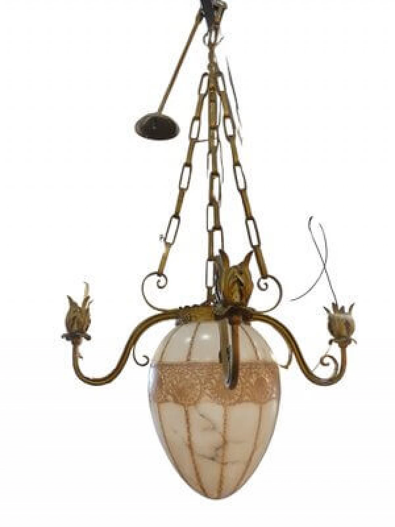 Gilded wrought iron and glass chandelier by Pier Luigi Colli, 1960s 2