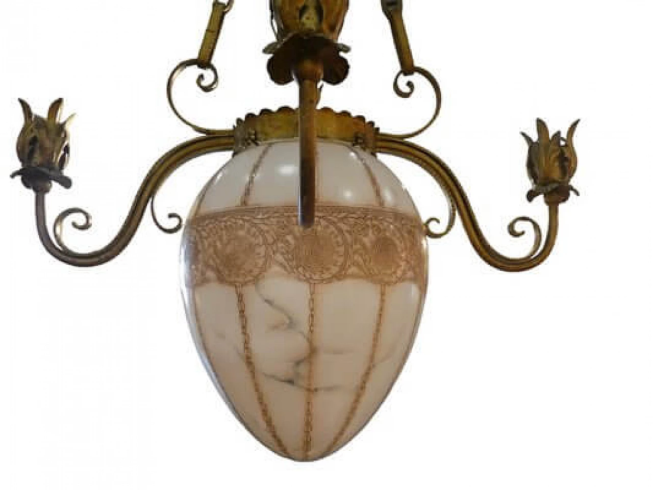 Gilded wrought iron and glass chandelier by Pier Luigi Colli, 1960s 7