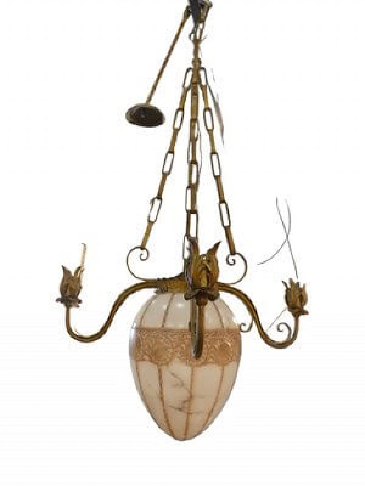 Gilded wrought iron and glass chandelier by Pier Luigi Colli, 1960s 13