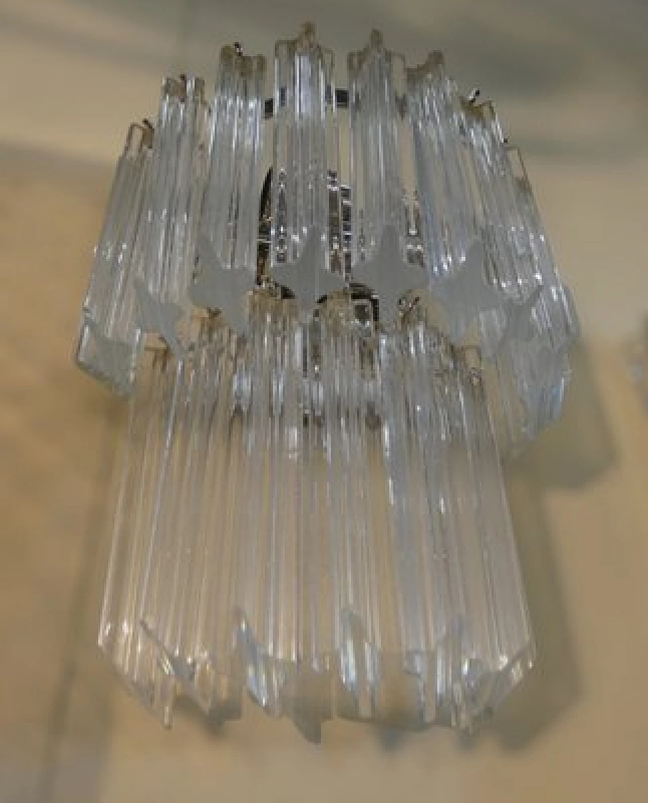 Pair of metal and transparent Murano glass wall lights by Venini, 1960s 1