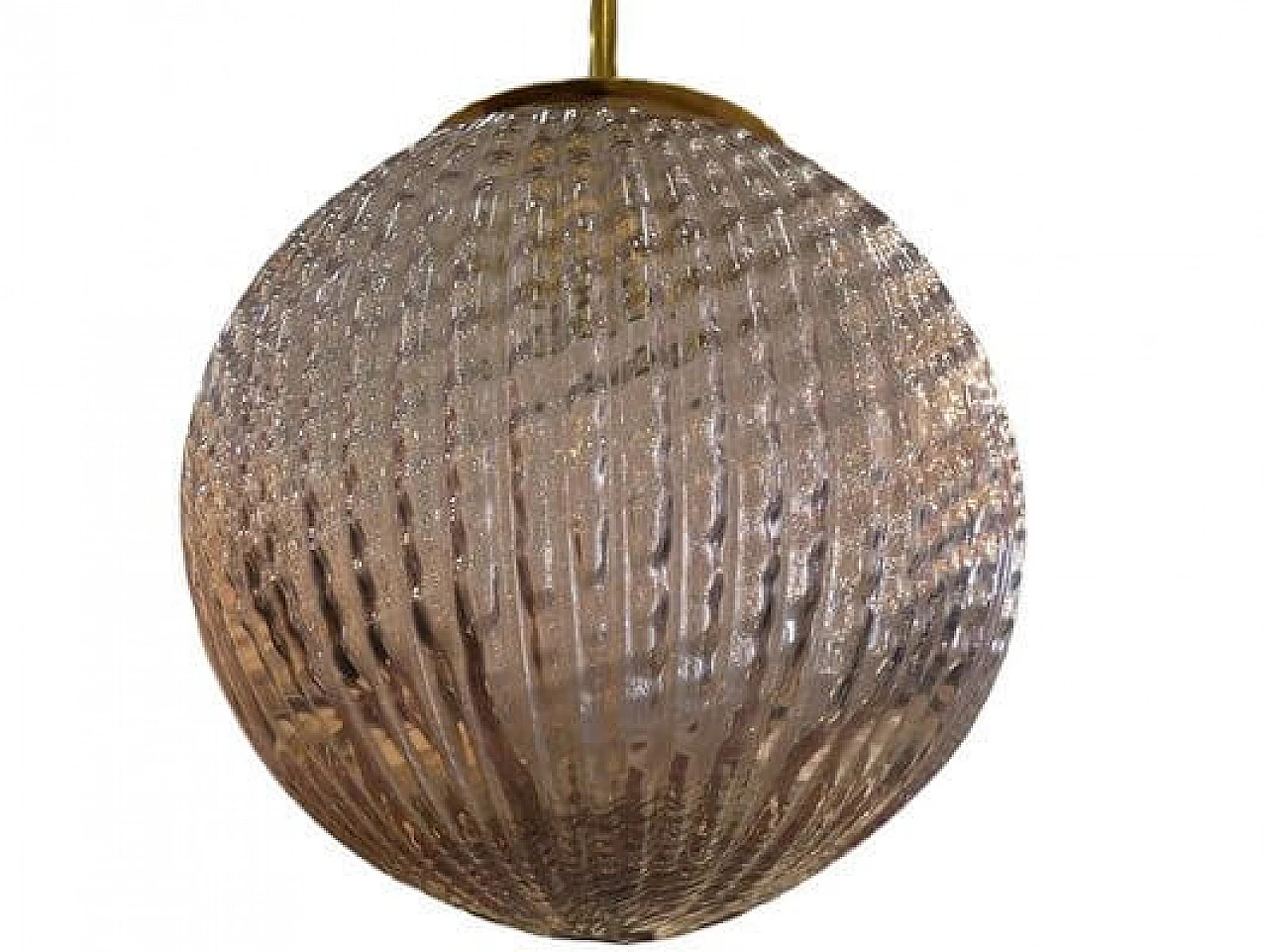 Brass and amethyst-coloured Murano glass pendant lamp, 1930s 2