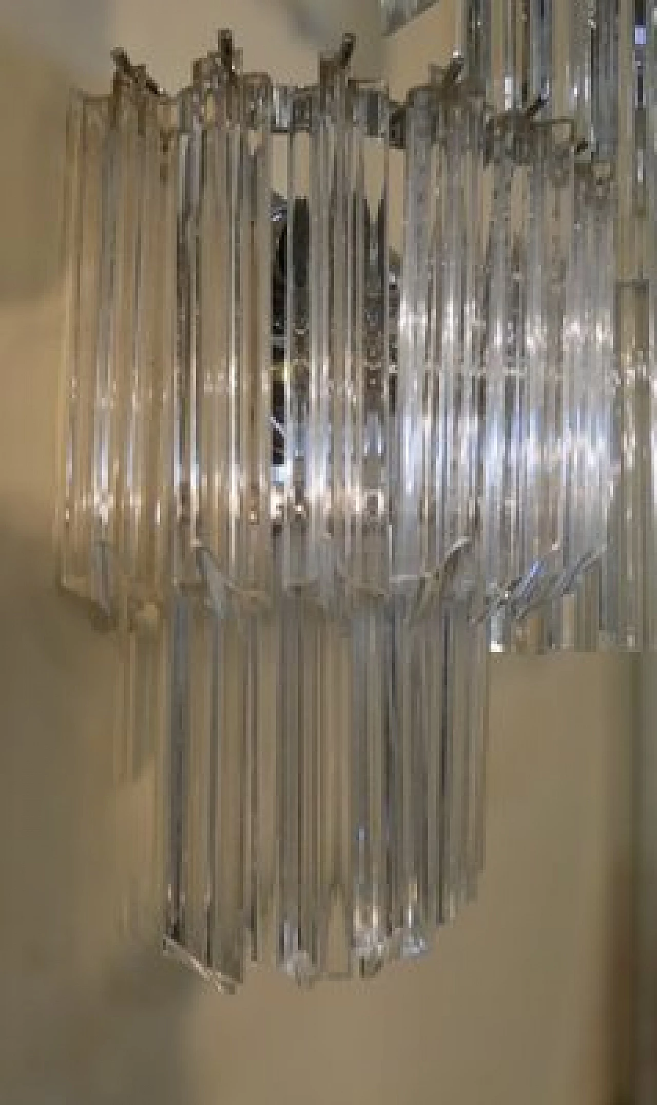 Coppia di applique in metallo e vetro di Murano trasparente di Venini, anni '60 2