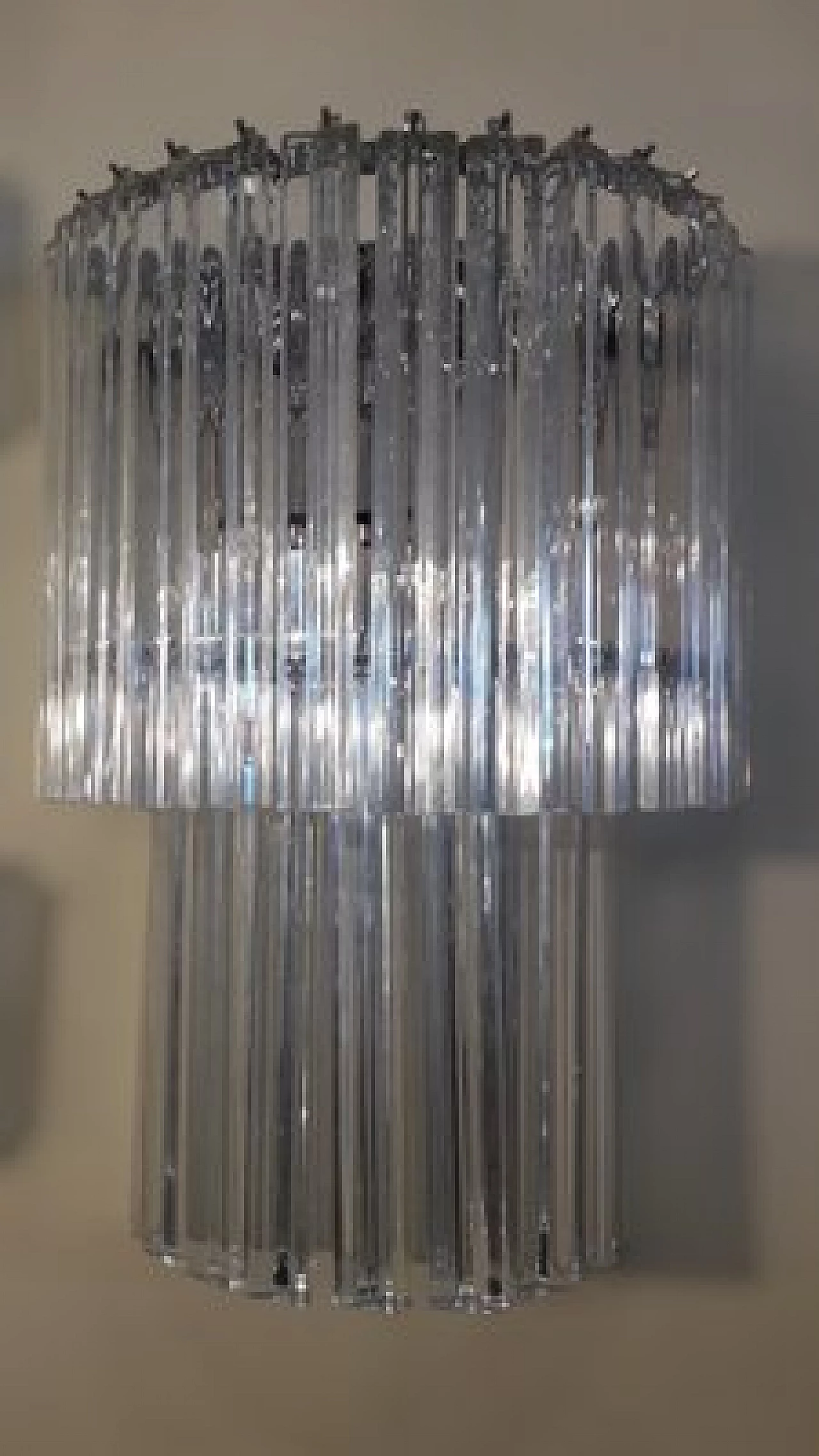Pair of transparent Murano glass and metal wall lights by Venini, 1960s 3