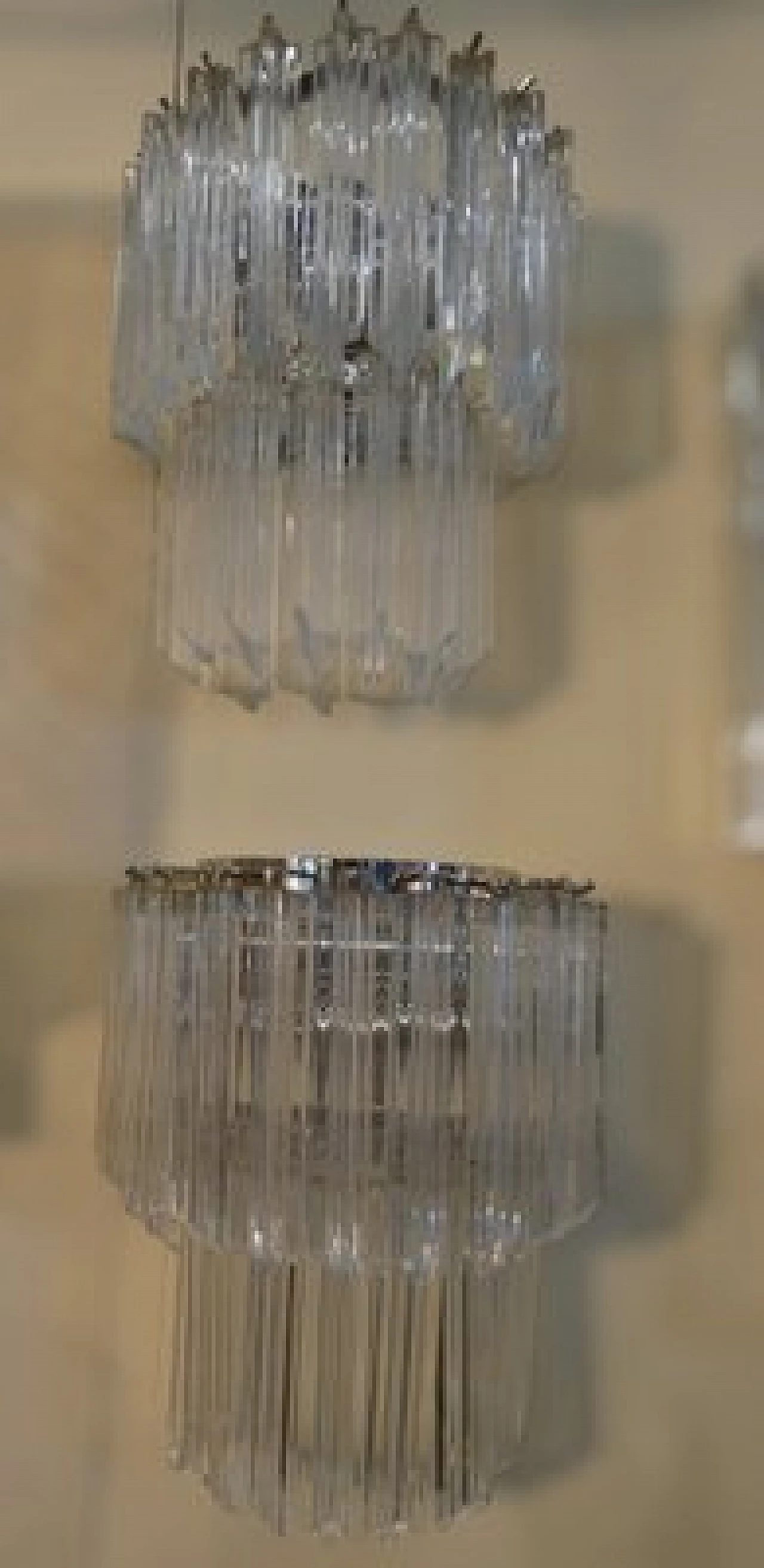 Coppia di applique in metallo e vetro di Murano trasparente di Venini, anni '60 3
