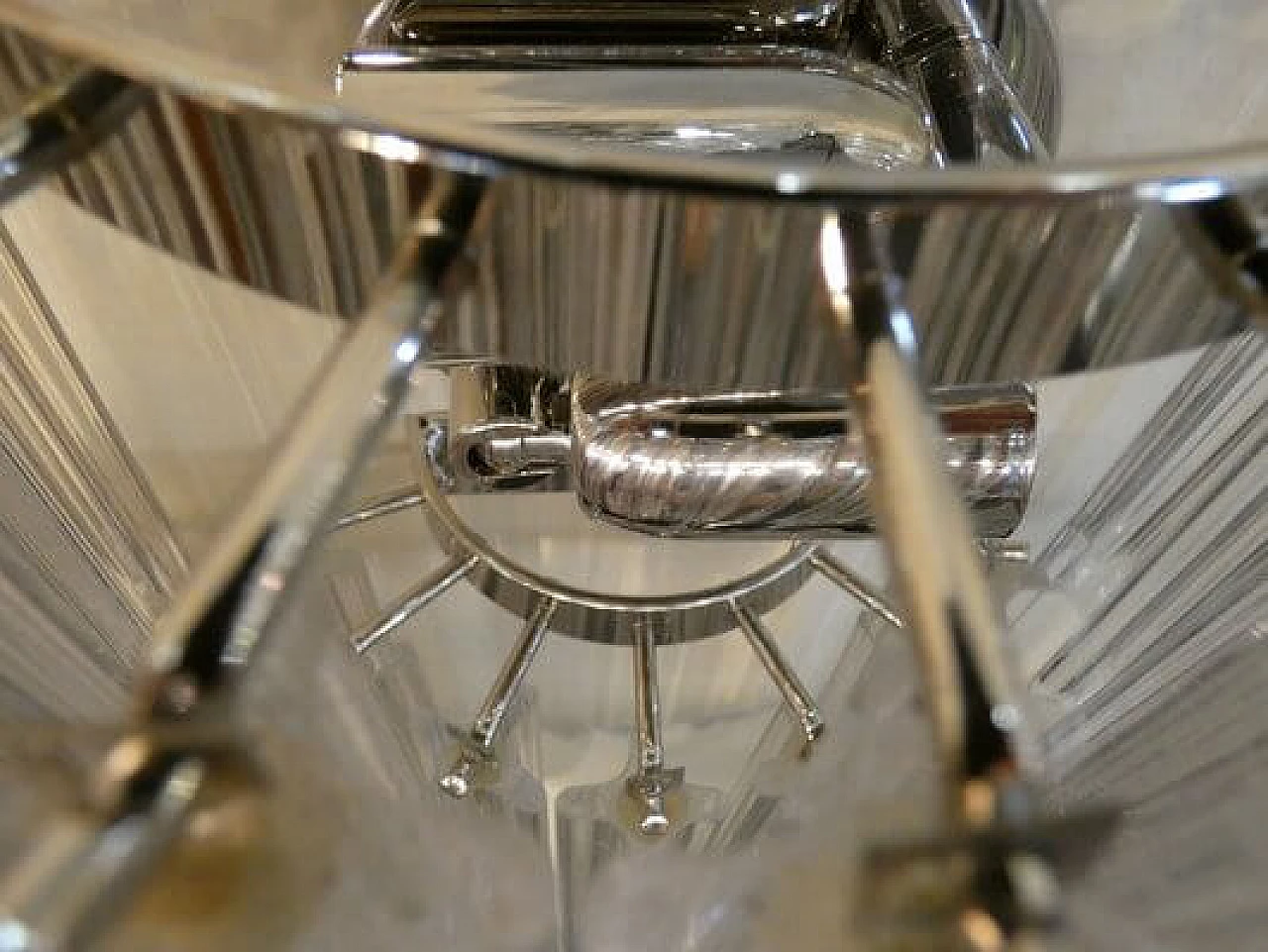 Pair of metal and transparent Murano glass wall lights by Venini, 1960s 4