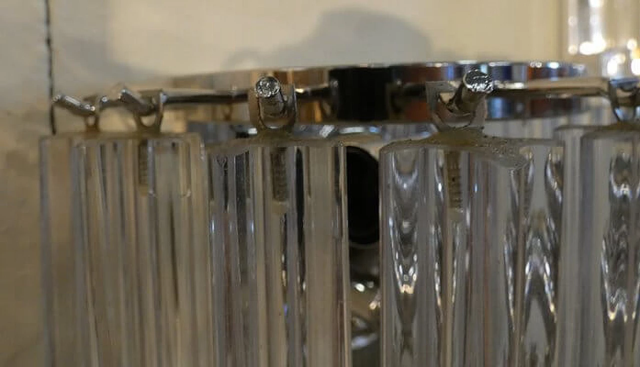 Pair of metal and transparent Murano glass wall lights by Venini, 1960s 5