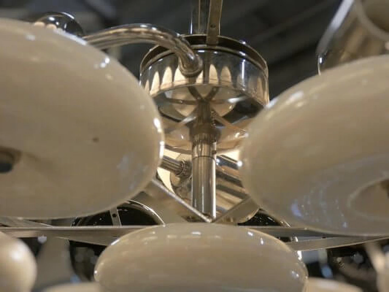 Steel chandelier with black and white glass disks, 1970s 6