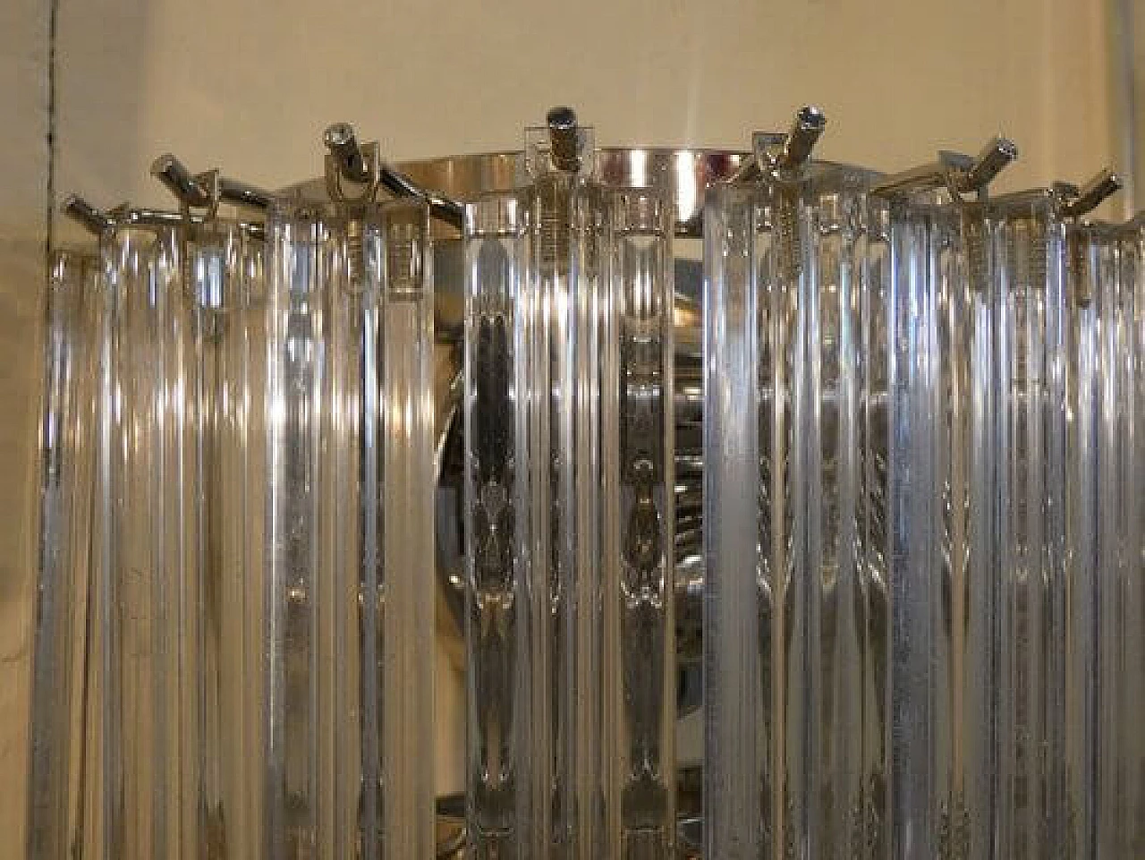 Pair of metal and transparent Murano glass wall lights by Venini, 1960s 6