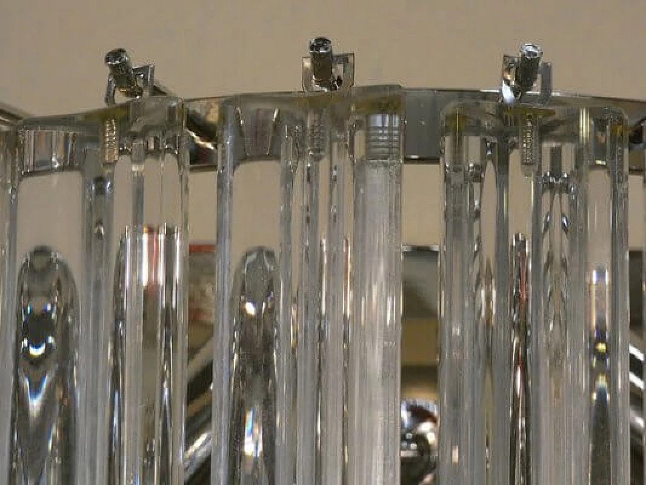 Pair of transparent Murano glass and metal wall lights by Venini, 1960s 6