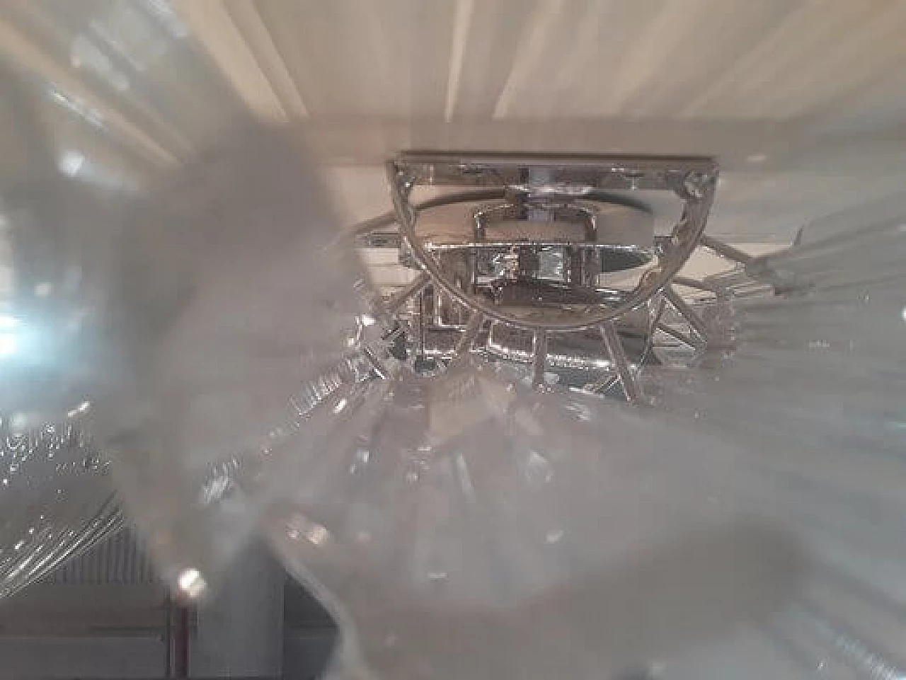 Pair of metal and transparent Murano glass wall lights by Venini, 1960s 7