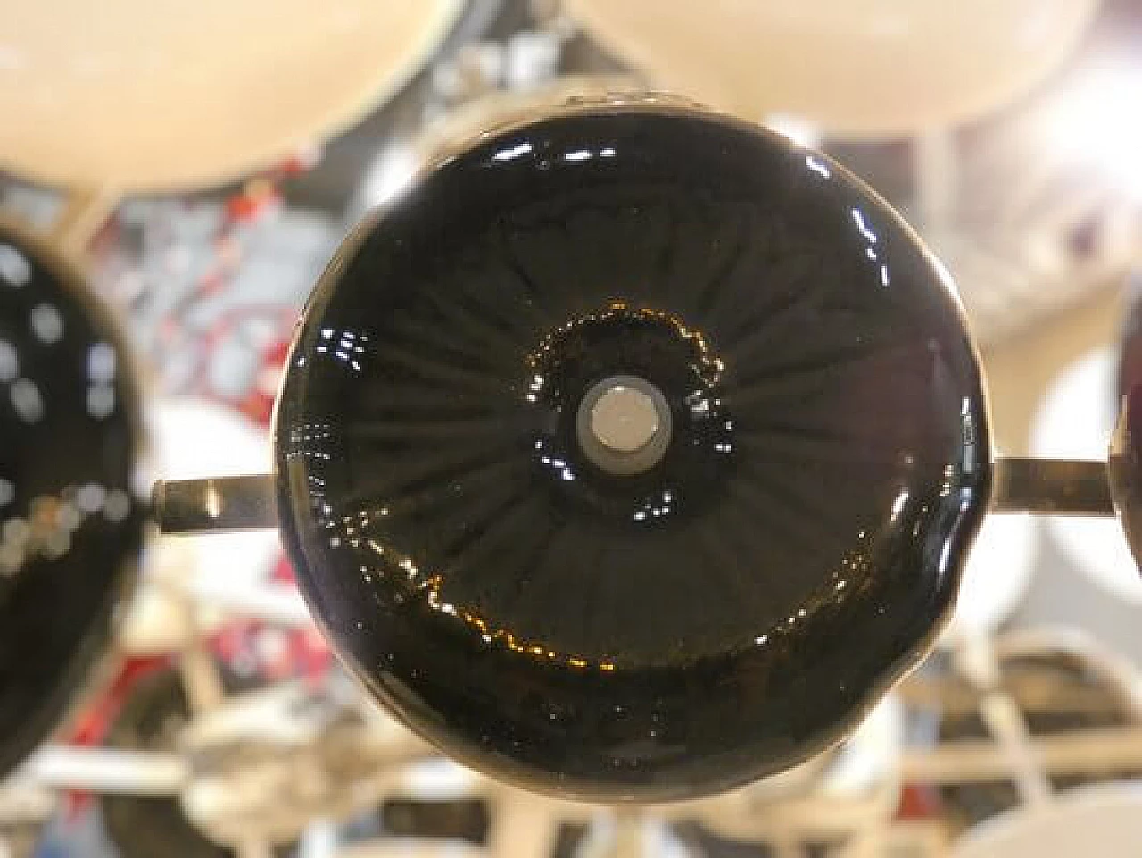 Steel chandelier with black and white glass disks, 1970s 8