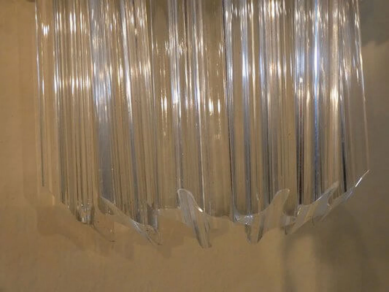 Pair of metal and transparent Murano glass wall lights by Venini, 1960s 8