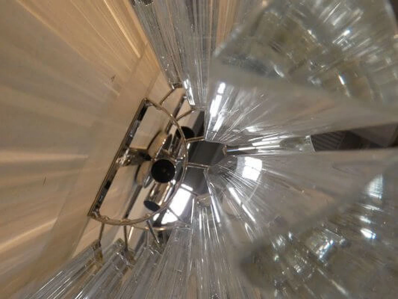 Pair of transparent Murano glass and metal wall lights by Venini, 1960s 8