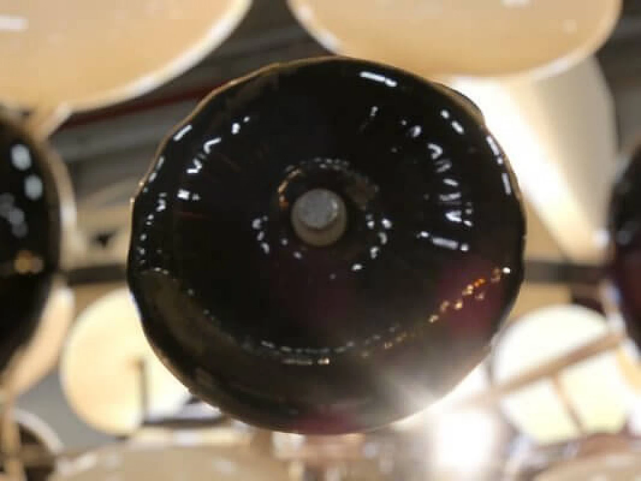 Steel chandelier with black and white glass disks, 1970s 9