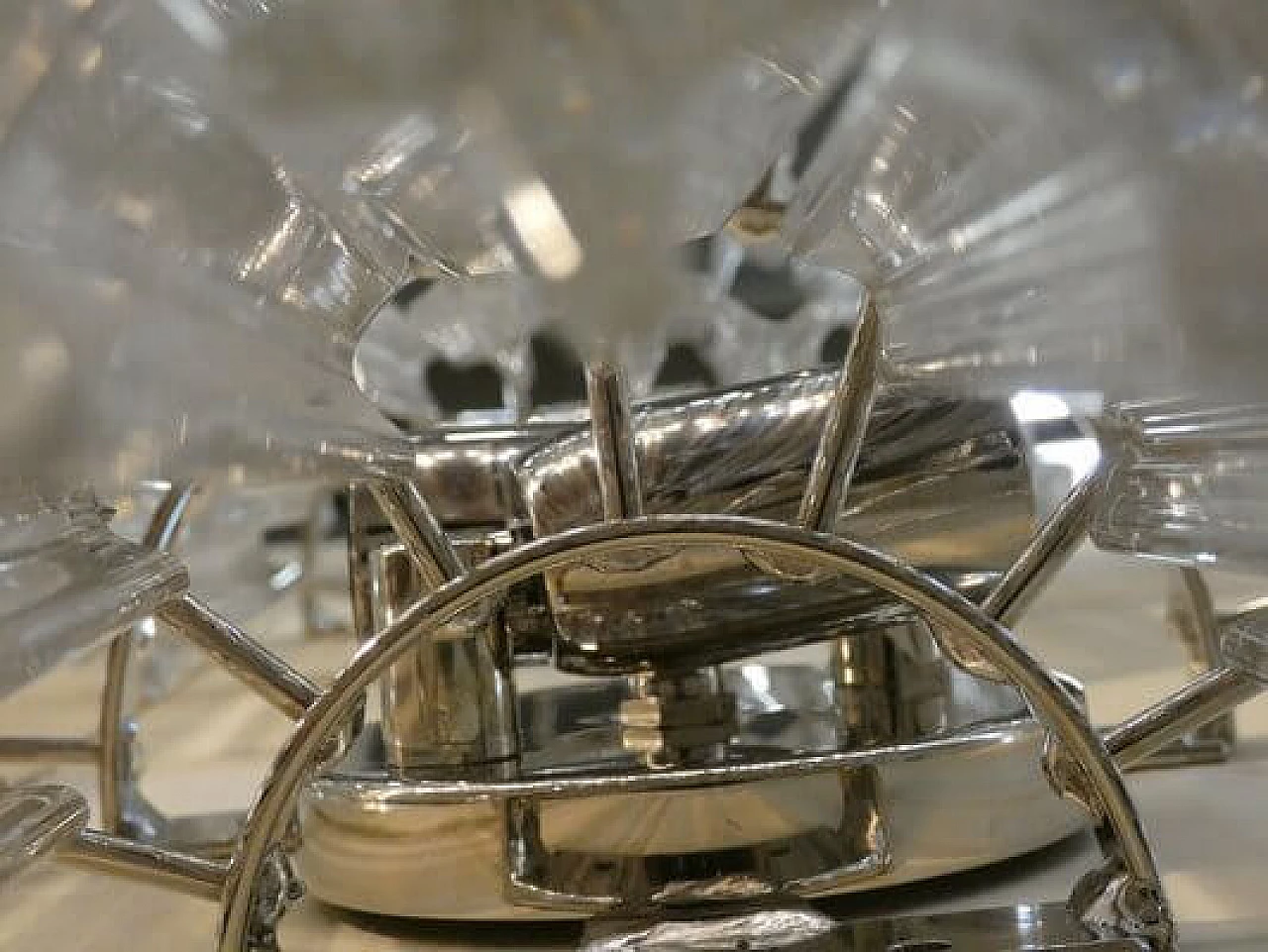 Pair of metal and transparent Murano glass wall lights by Venini, 1960s 9