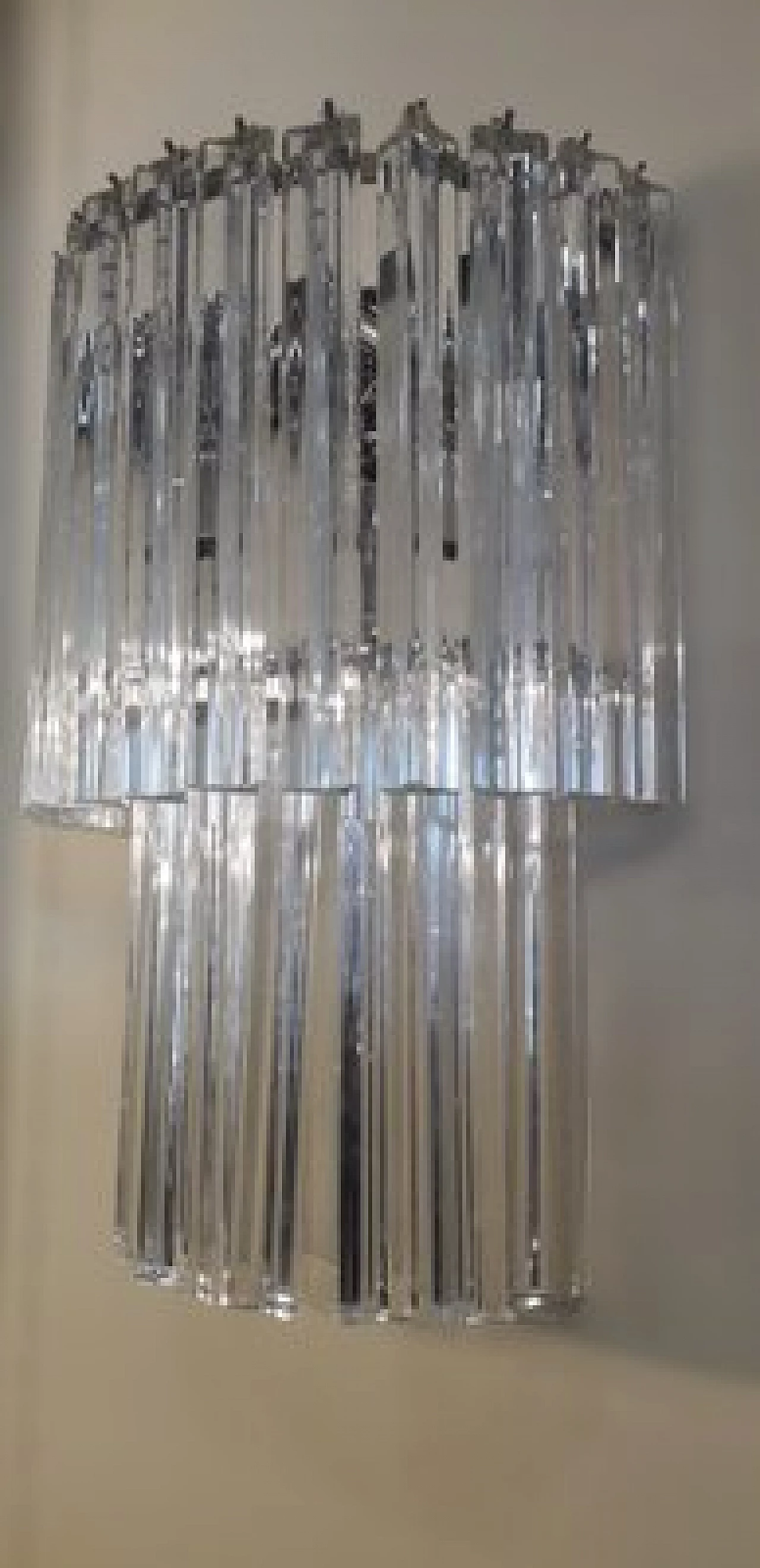 Pair of transparent Murano glass and metal wall lights by Venini, 1960s 9