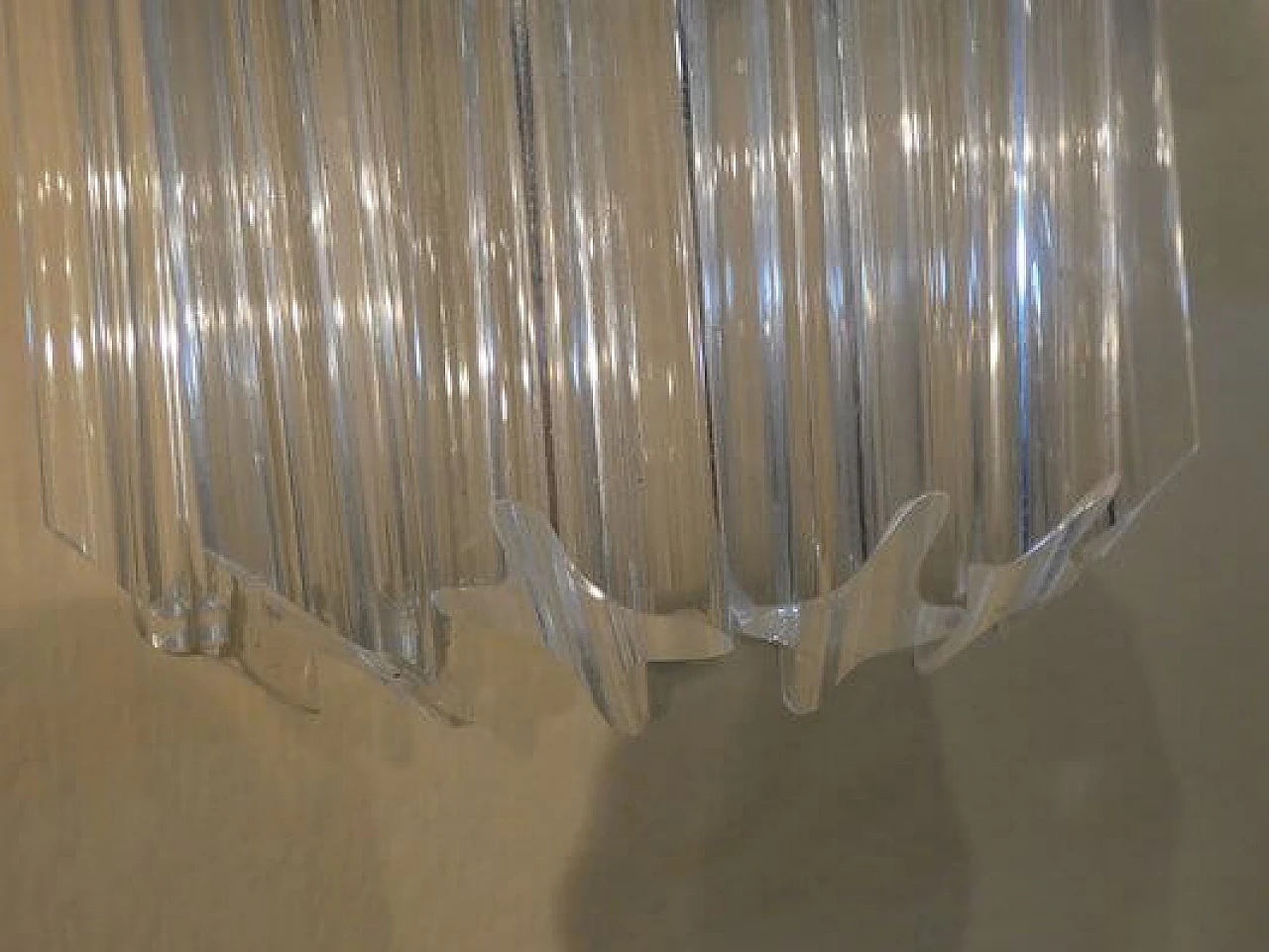 Pair of metal and transparent Murano glass wall lights by Venini, 1960s 10