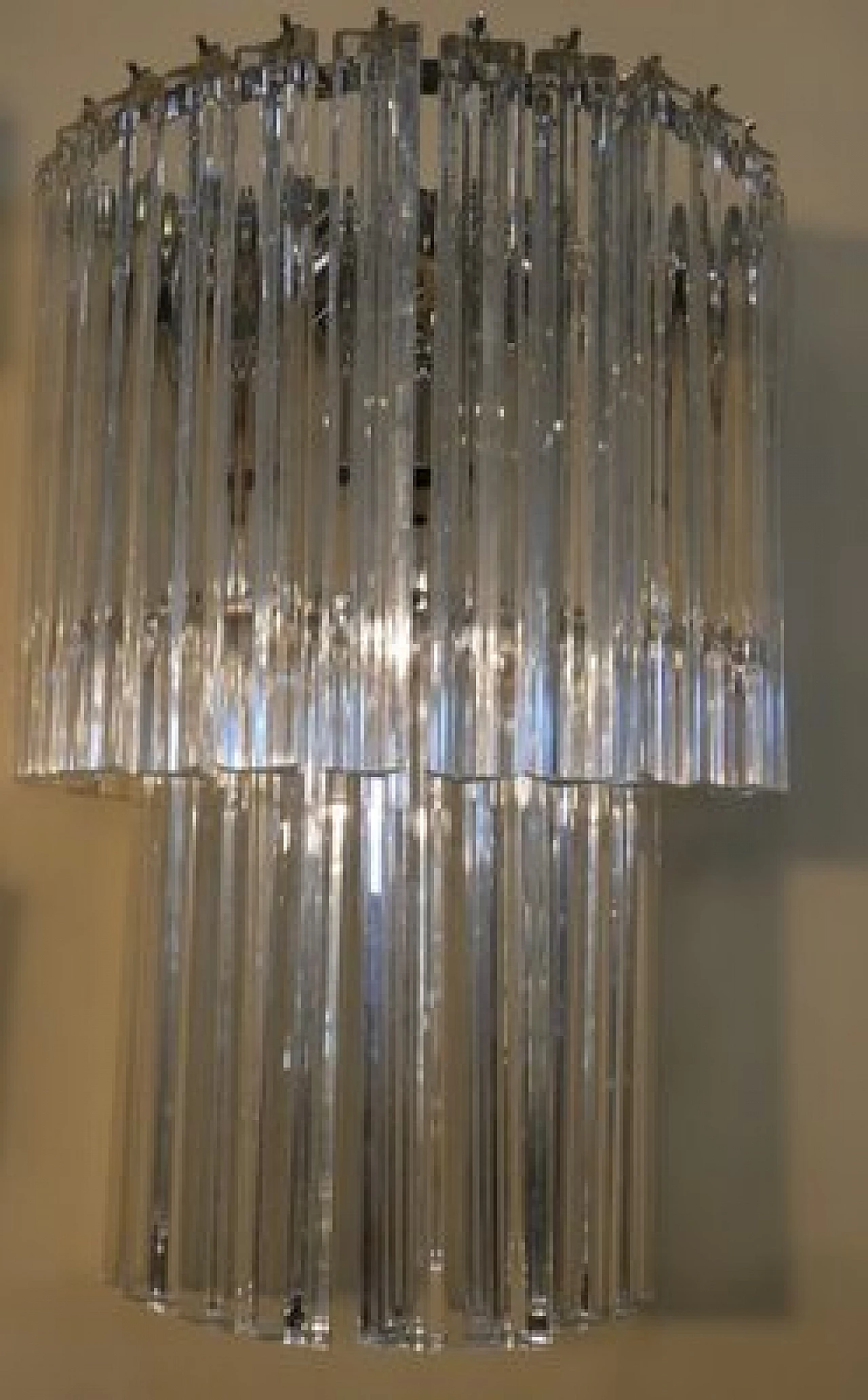 Pair of transparent Murano glass and metal wall lights by Venini, 1960s 10