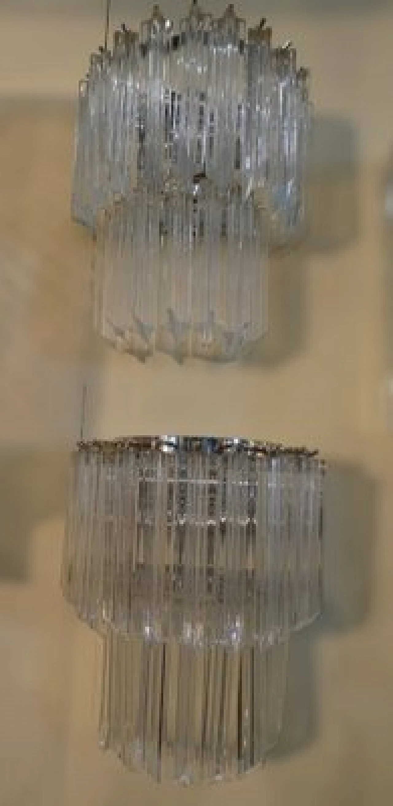 Coppia di applique in metallo e vetro di Murano trasparente di Venini, anni '60 12
