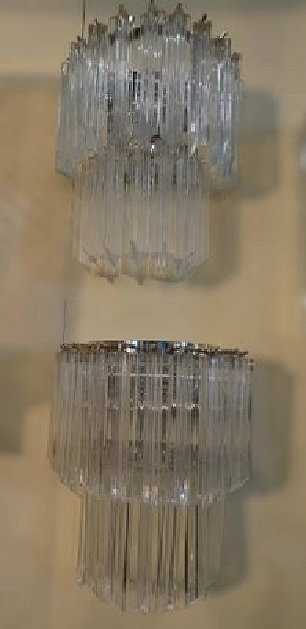 Pair of metal and transparent Murano glass wall lights by Venini, 1960s 12