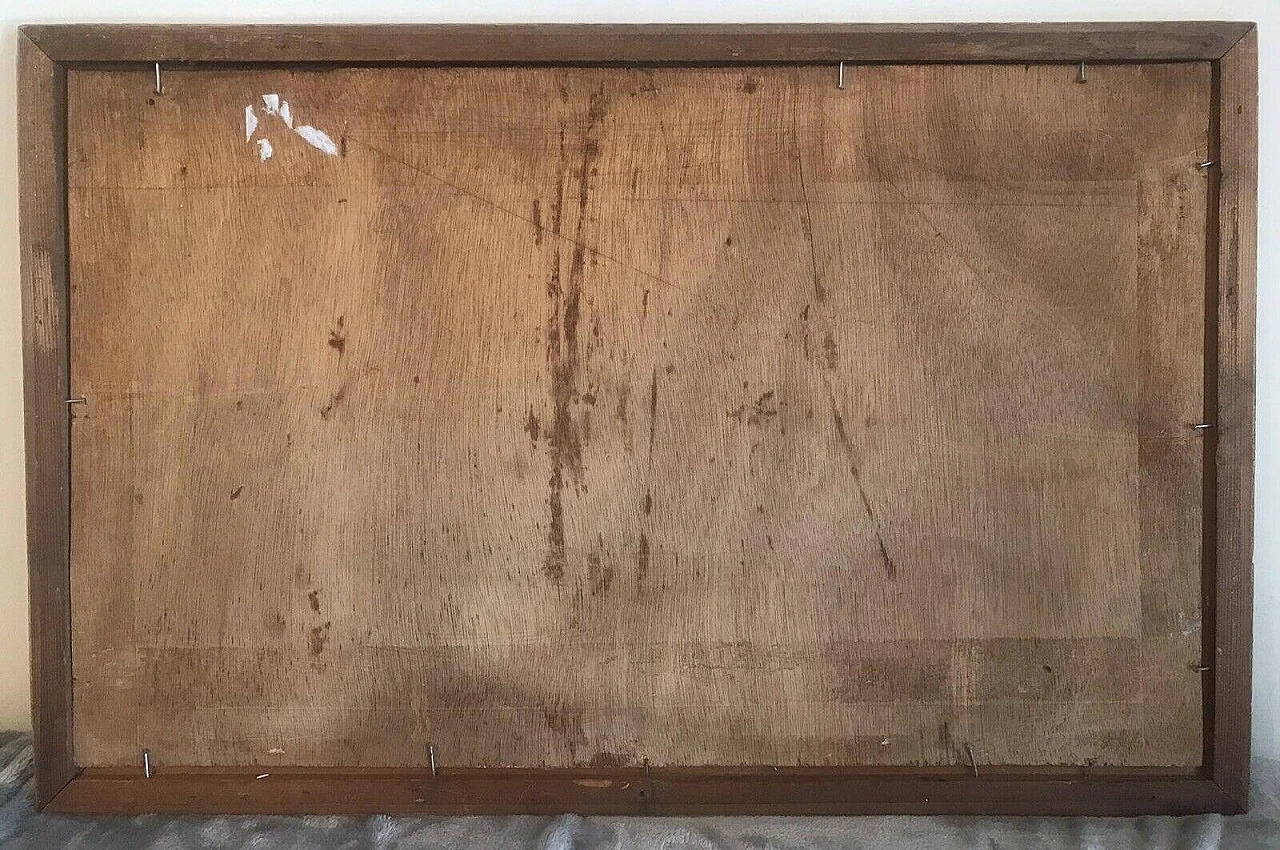 Paesaggio marino con navi, dipinto a olio su tavola, '800 3