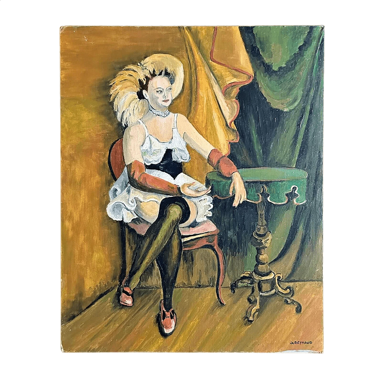 G. Reynaud, Ritratto di ballerina al Moulin Rouge, olio su tavola, anni '20 13