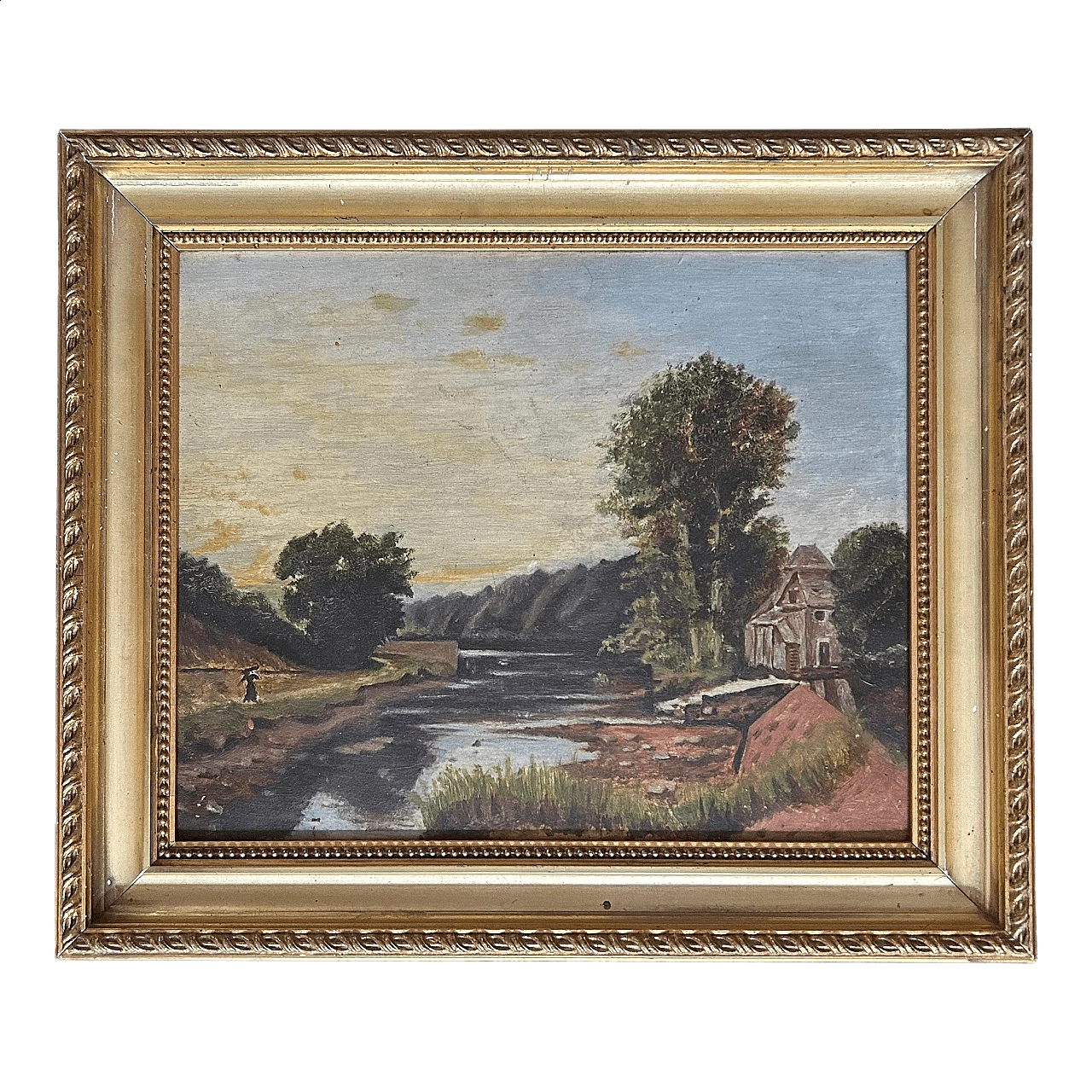 Lake landscape in the style of the Barbizon School, painting, 1920s 3