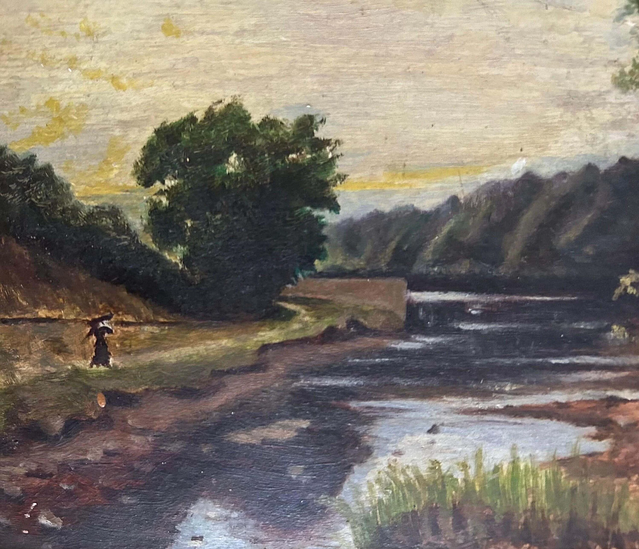 Paesaggio lacustre nello stile della Scuola di Barbizon, dipinto, anni '20 8