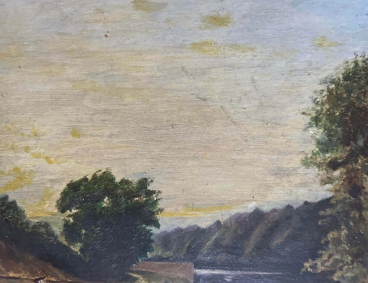 Lake landscape in the style of the Barbizon School, painting, 1920s 9