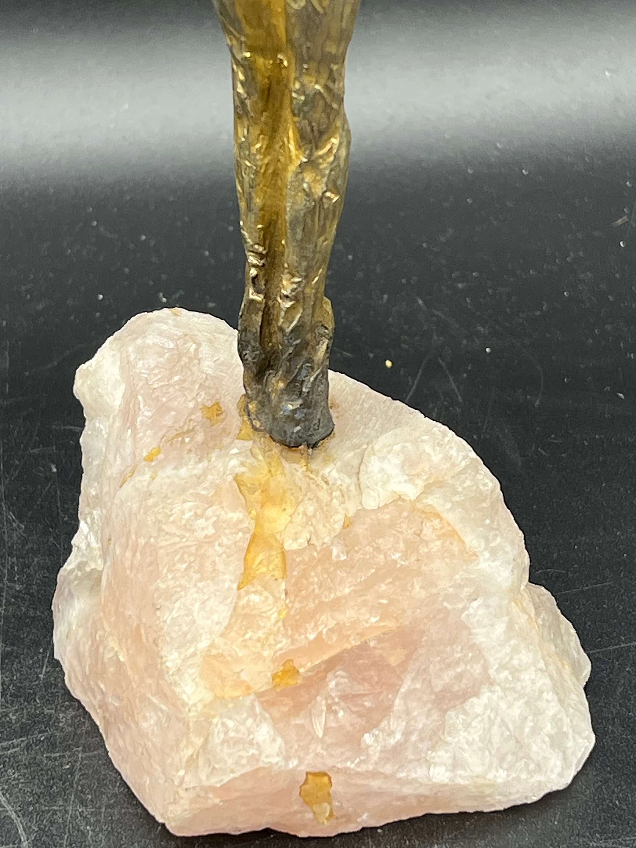 Silvio Gazzaniga, female figure, silver sculpture on rose quartz base 3