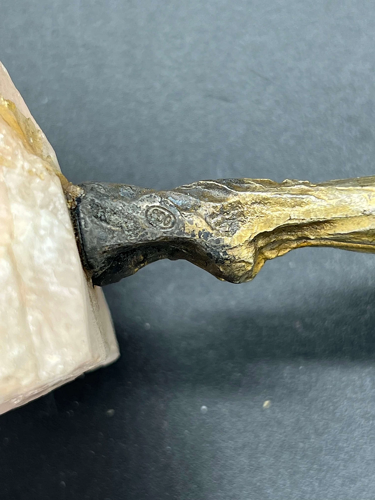 Silvio Gazzaniga, female figure, silver sculpture on rose quartz base 6