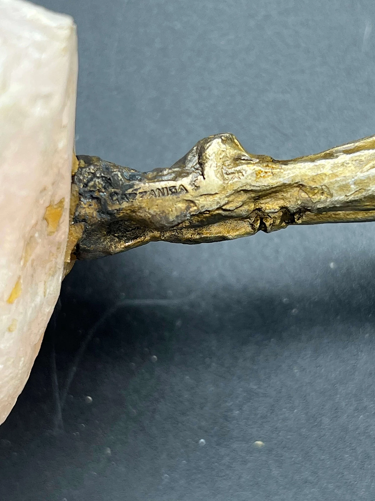 Silvio Gazzaniga, female figure, silver sculpture on rose quartz base 7