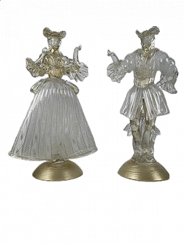 Coppia di statuine in vetro di Murano, anni '90