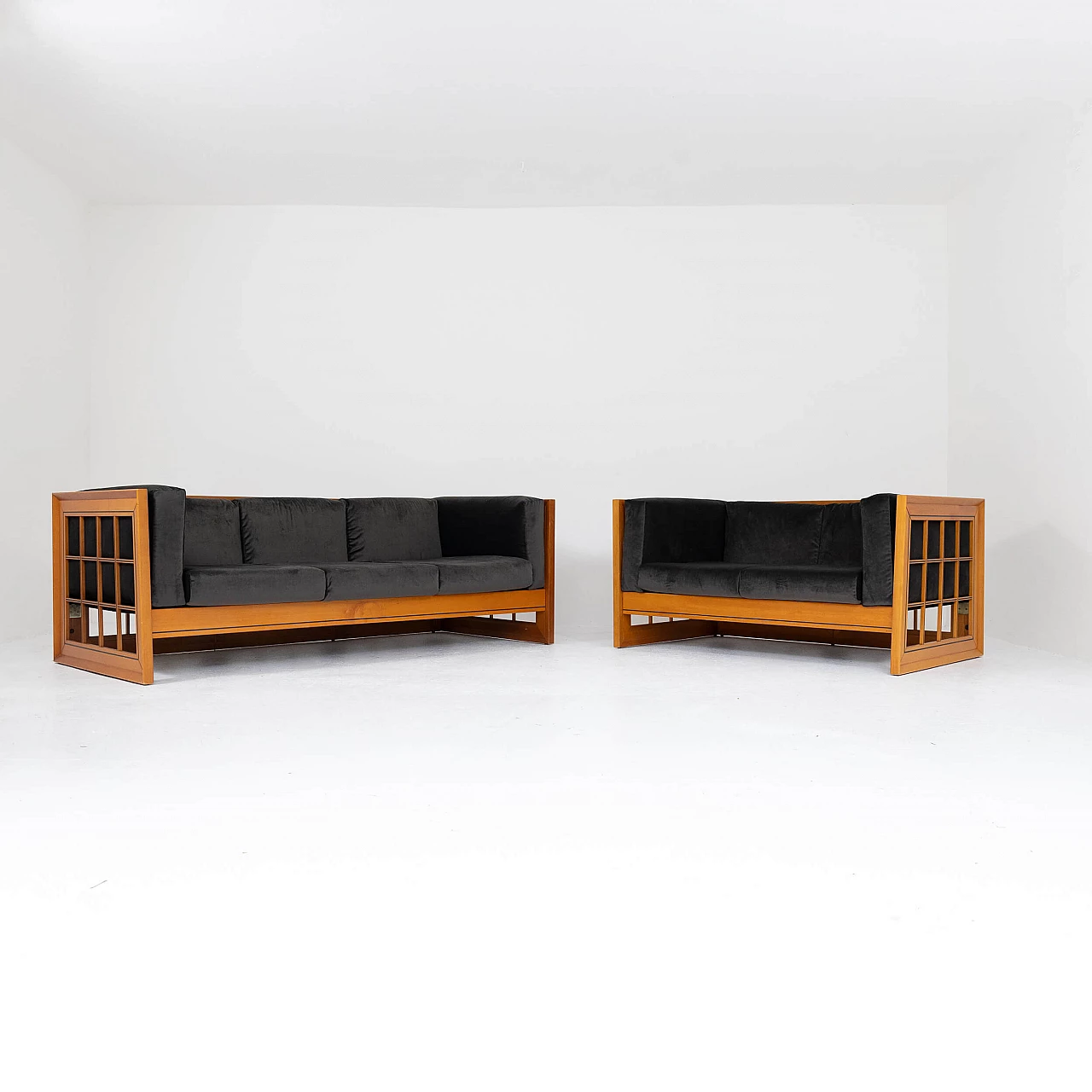 Pair of Caccia alla Volpe sofas by Linea Arredo, 1970s 7
